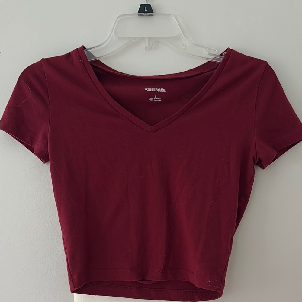 Wild Fable Red Fitted Crop T-Shirt